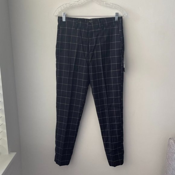 New Look Navy Check Skinny Cropped Trousers - Picture 3 of 9